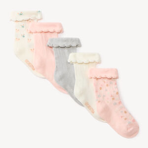 Lote de 5 pares de calcetines para bebé niña con motivos florales 
