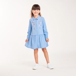 Ropa de camisa para niña con mangas largas y bordados decorativos 