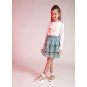 Jupe courte volontée en crépon imprimé pour fille 