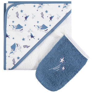 Conjunto de baño con capa con capucha estampado y guante bordado Main Conjunto de baño con capa con capucha estampado y guante bordado