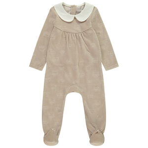 Pelele de terciopelo efecto devorado con zorros para bebé niña 