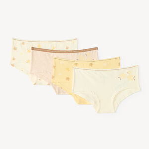 Lot de 4 shortys fille à fleurs et taille élastiquée 