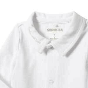 Body manga larga de algodón orgánico con cuello polo 