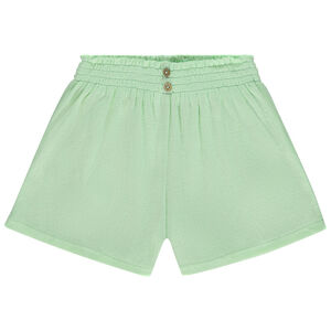 Short efecto punto smock en jersey arrugado para niña 