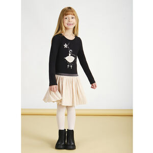 Robe de fêtes effet 2 en 1 print fantaisie pour fille Main Robe de fêtes effet 2 en 1 print fantaisie pour fille