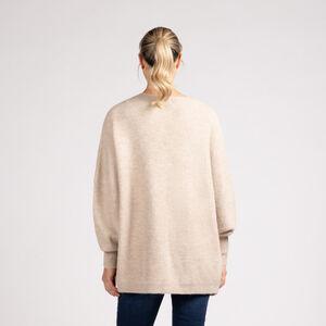 Gilet long à manches longues en tricot uni pour femme 