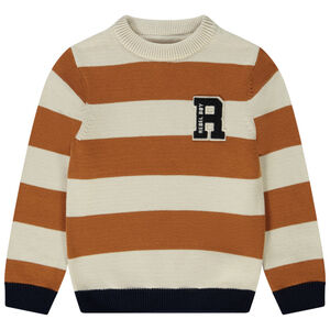 Pull rayé avec patch bouclette fantaisie pour garçon 