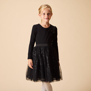 Vestido de fiesta de manga larga efecto 2 en 1 con lentejuelas para niña  Main Vestido de fiesta de manga larga efecto 2 en 1 con lentejuelas para niña