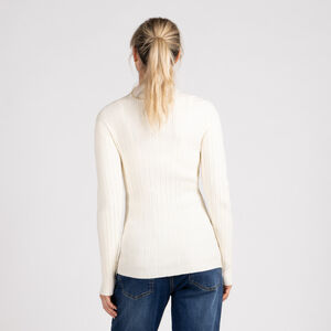 Jersey de punto acanalado con cuello alto para mujer 
