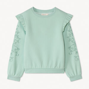 Sudadera de felpa bordada y con volantes para niña 