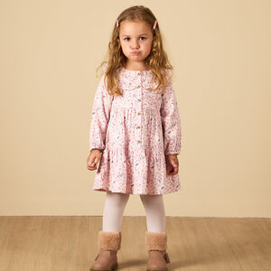 Vestido de bebé niña con mangas largas, volantes y estampado floral 