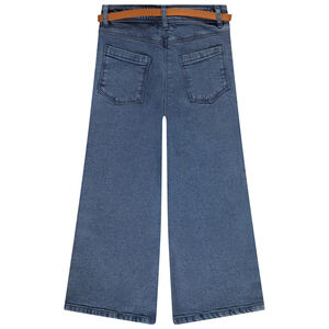 Jean amplio de denim con cinturón niña 
