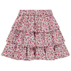 Falda con volantes estampada floral con lurex niña 