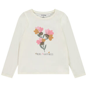 Camiseta de manga larga estampado flores con detalles de lentejuelas niña 