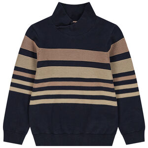 Pull en tricot à col croisé et rayures Main Pull en tricot à col croisé et rayures