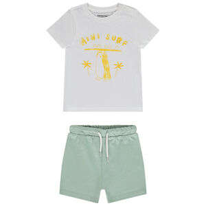 Conjunto camiseta fantasía + short liso para bebé niño 