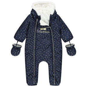 Pelele estampado corazones forrado de sherpa para niña 