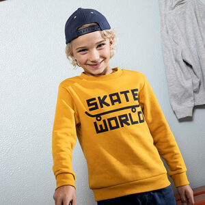 Sweat en molleton uni avec print pour garçon Main Sweat en molleton uni avec print pour garçon