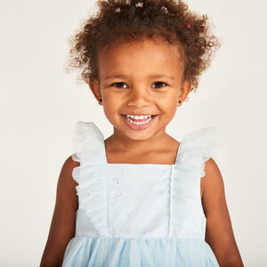 Vestido de tul brillante con mangas de mariposa niña bebé 