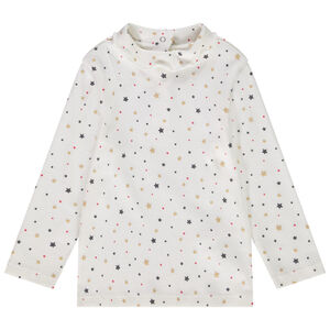 Camiseta interior acacanalado con cuello chimenea con estampado de estrellas para bebé niña Main Camiseta interior acacanalado con cuello chimenea con estampado de estrellas para bebé niña