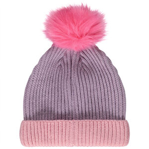 Gorro de punto con pompón efecto color block niña 