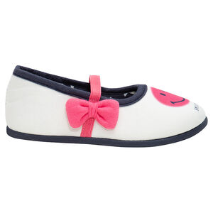 Zapatillas de punto con tira elástica y lazo rosa Smiley Main Zapatillas de punto con tira elástica y lazo rosa Smiley
