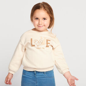 Sudadera de felpa lisa con estampado Love para bebé niña  Main Sudadera de felpa lisa con estampado Love para bebé niña