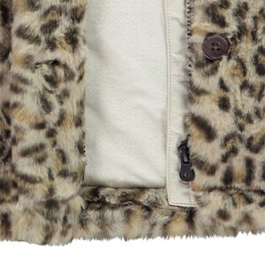 Abrigo de piel sintética de leopardo con forro de sherpa y capucha para niña 