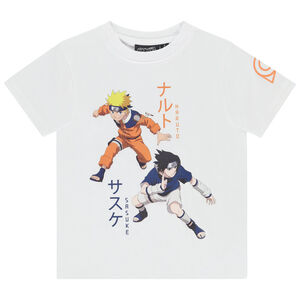 Camiseta de manga corta con fotoprint de Naruto y Sasuke para niño 