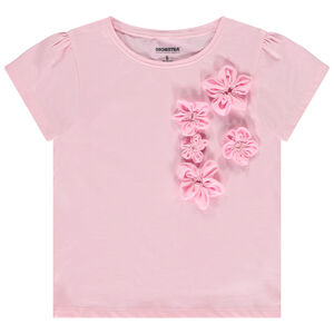 Camiseta manga corta flores 3D para niña  Main Camiseta manga corta flores 3D para niña
