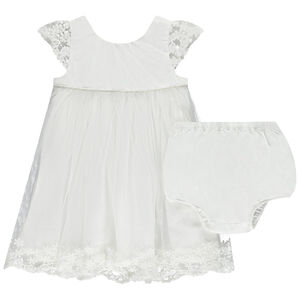 Conjunto de ceremonia 2 piezas vestido + braga para bebé niña 