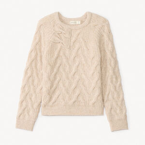 Pull manches longues en tricot et nœuds fantaisies pour fille    Main Pull manches longues en tricot et nœuds fantaisies pour fille