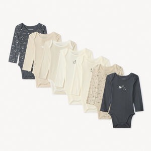 Pack de 7 bodies de manga larga con motivos de esquí para bebé 