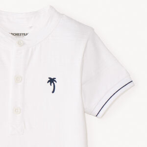 Polo de manga corta con cuello mao y bordado de palmera para bebé niño. 