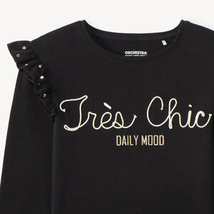 Camiseta de manga larga con cording y volantes para niña 