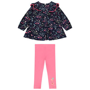 Ensemble 2 pièces tunique manches longues imprimée + caleçon pour bébé fille 