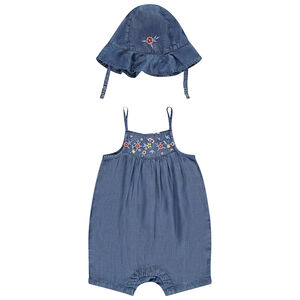 Conjunto de 2 piezas efecto vaquero con gorro para bebé niña  Main Conjunto de 2 piezas efecto vaquero con gorro para bebé niña