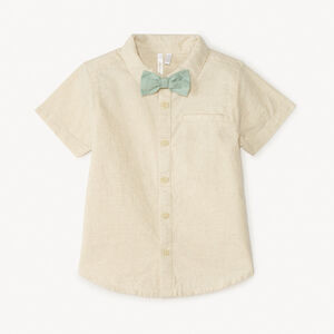 Camisa de manga corta + pajarita de tela para bebé niño 