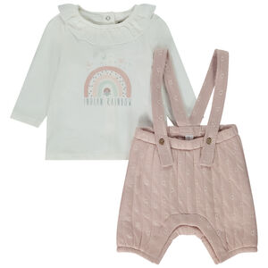 Conjunto 2 piezas con bloomer con tirantes para bebé niña 