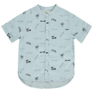 Camisa de manga corta a rayas con estampado fantasía para niño 