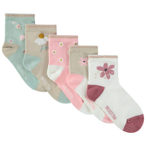Lote de 5 pares de calcetines con flores para niña 