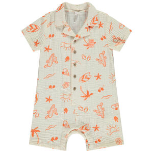 Combinaison corta en tetra estampado vacaciones para bebé niño 