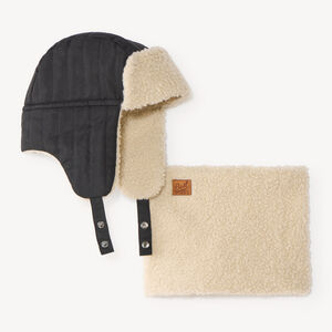 Conjunto de chapka + snood sherpa para niño 