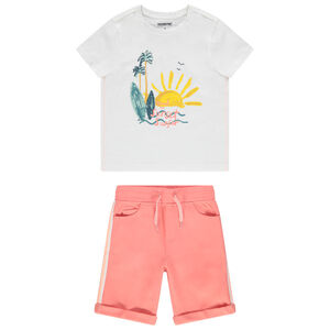 Conjunto camiseta manga corta print paisaje y bermudas 