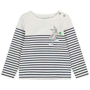 T-shirt manches longues en jersey esprit marinière avec patch print Bugs Bunny pour garçon Main T-shirt manches longues en jersey esprit marinière avec patch print Bugs Bunny pour garçon