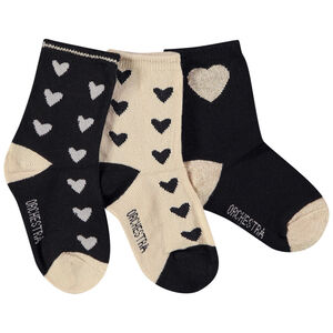 Pack de 3 pares de calcetines con estampado de corazones para bebé niña 