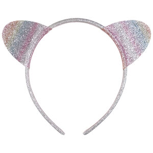 Diadema con orejas de gato multicolor con glitter para niña 