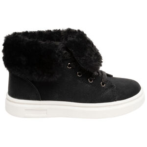 Botines negros con cuello de pelo sintético para niña 