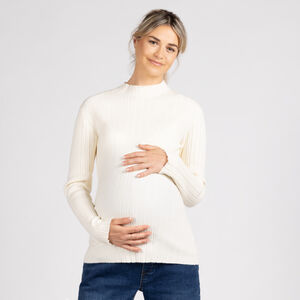 Jersey de punto acanalado con cuello alto para mujer 