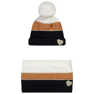 Conjunto de punto con gorro y snood efecto color block para niña  Main Conjunto de punto con gorro y snood efecto color block para niña